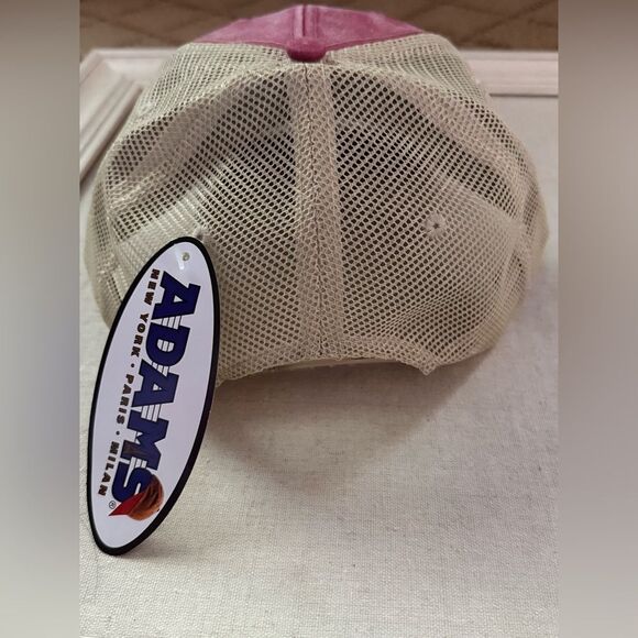 Adams Custom Women's Pink Distressed Mesh Baseball / Trucker Cap NWT - Picture 3 of 9